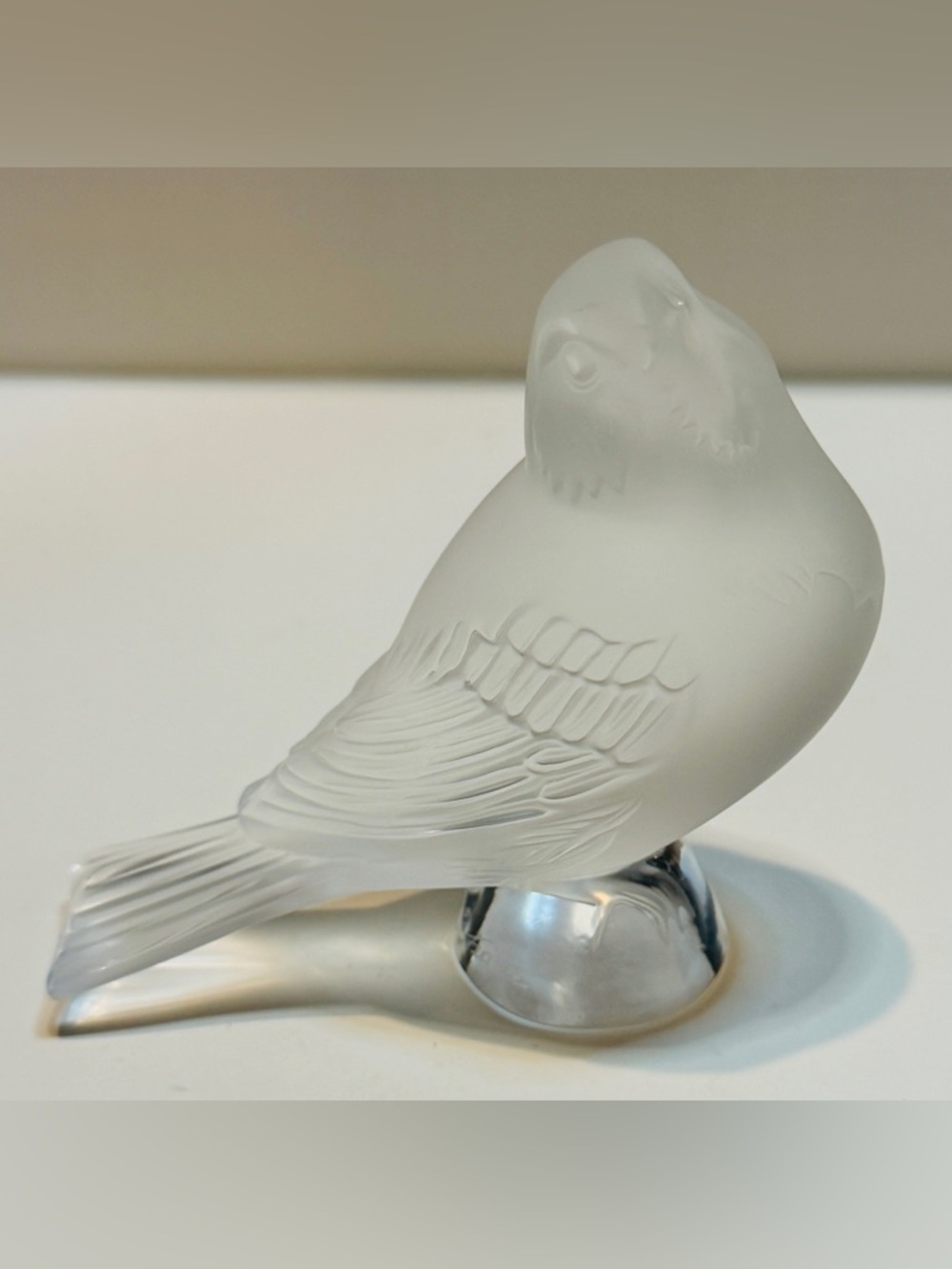 Lalique France Crystal Bird Figurine Frosted Glass Signed